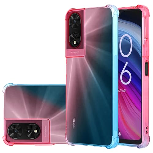 for TCL 505 Clear Case, Shockproof [Ultra Slim] Scratch Resistant Gel Rubber Silicone [Protective Case] Gradient Phone Cover for TCL 505 - Pink/Green
