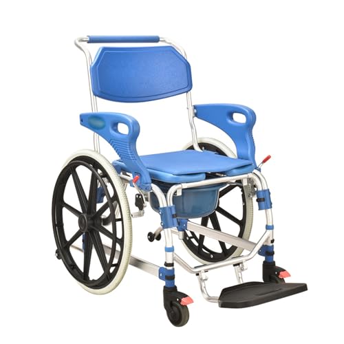 GHCCDAM Fauteuil Roulant Manuel Autopropulsé, Toilettes Mobiles, Chariot Léger Pliant, Scooter Multifonctionnel pour Les Personnes À Mobilité Réduite, Fauteuil Roulant De Toilettes, Chaise D'aisance