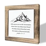Bible Verse Psalm 121:1-2 Box Sign, Wooden Plaque Gift Tabletop, Christian Home Decor, Primitive Quotes Decor Sign, Self-motivational Sign, Decorative Table Sign, Scripture Sign for Farmhouse Decor