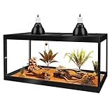 PROLEE Bearded Dragon Tank,60 Gallon Reptile Tank with Meatl Mesh Roof and Front Sliding Door, Lizard Tank,Spacious Reptile Enclosure for Snakes,Lguanas, Chameleons (Black)