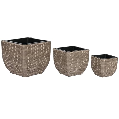 Macetero Set 3 Ratan Sintetico Pp 40X40X36 Natural