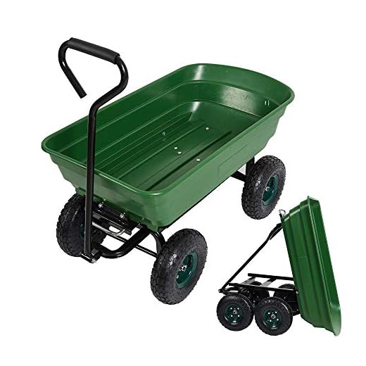 Garden Dump Utility Wagon Cart-550 LB Weight Capacity Multifunctional Wheelbarrow Sturdy Plastic Yard Lawn Cart for Wood and Cargo Carrier