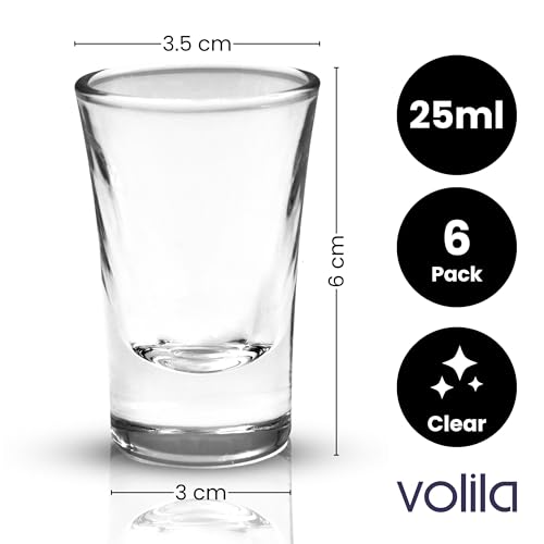 Miniatura 2 de Volila Vasos De Chupito - Vasos De 25 Ml Con Base Resistente, Set De 6 Piezas - Transparentes, Ideales Para Digestivos, Chupitos Bomba Y Flameados
