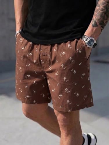 Image of Men's Cotton Casual Shorts |Striped Half Pants for Men |Comfortable | Elastic Waist with Drawstring | Lightweight & Comfortable for Beach Vacations, Casual Daily Outings & Sleepwear Bermuda Shorts