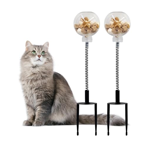 BingegePet 2-Pack Cat Treat Balls with Stake & Spring
