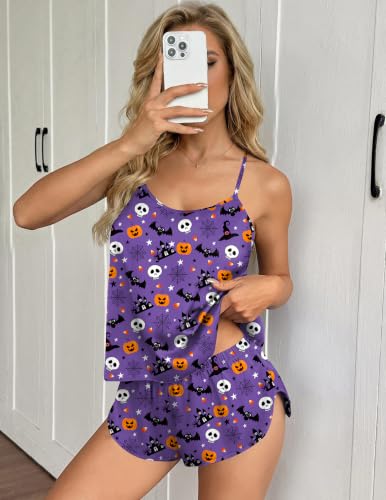 Image of Ekouaer Silk Pajamas Set for Women Satin Backless Lingerie Pjs Cami Top and Shorts Nightwear