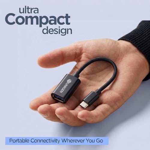 Image of UNIGEN USB Type-C OTG Adapter | USB-C Male to USB-A Female Converter Cable | 480Mbps Data Transfer | Supports 18W Fast Charging | Nylon Braided OTG Connector for Pendrive, Mouse, Keyboard, USB Devices