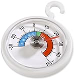 Xavax Analoges Thermometer zum Aufhängen im Kühlschrank, Gefrierschrank, Tiefkühltruhe, Weinkühlschrank, Minibar, min. -30 Grad, max. +50 Grad, rund, weiß