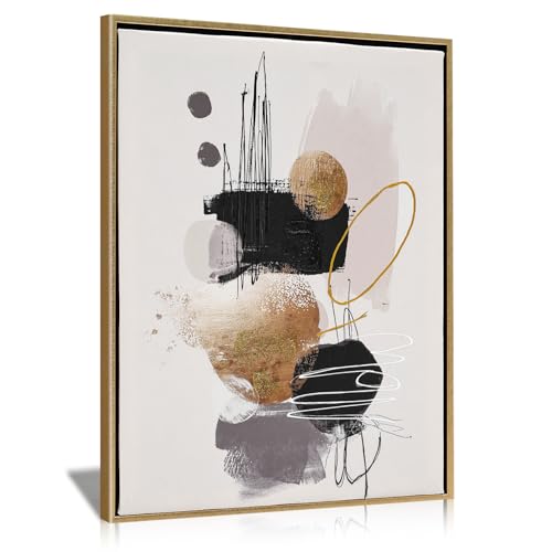 Toile murale abstraite noire et dorée pour habiller un mur vide et moderniser votre salon