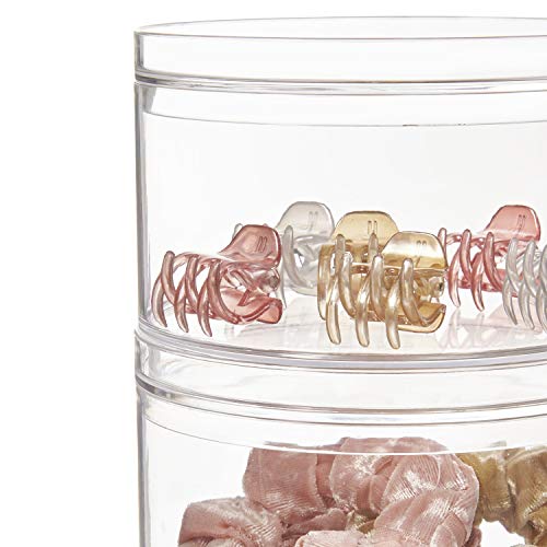 Stori Bella 3-Piece Stackable Clear Plastic Container Set | Round Vanity Storage Organizers With Lids For Hair Accessories & Beauty Supplies | Made In Usa #TOP6