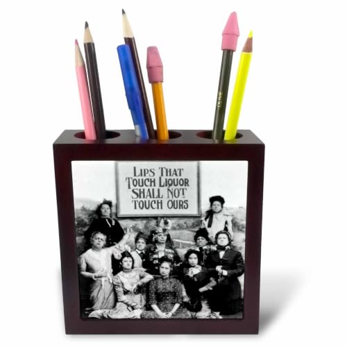 3dRose Lips That Touch Liquor - prohibition poster, prohibition, humor, humour, funny, movie, thomas edison 5 inch tile pen holder