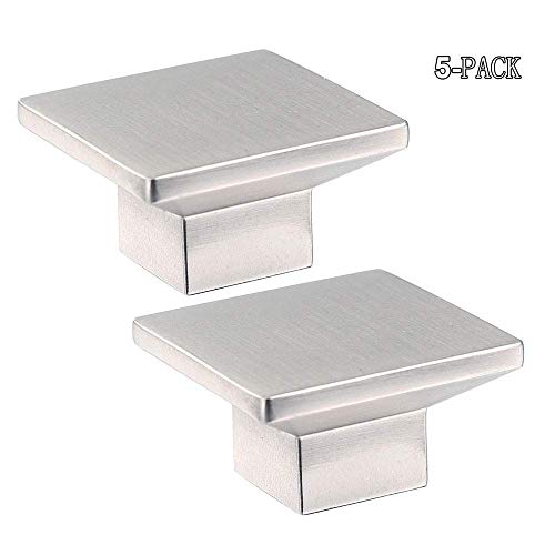 Viborg-Hk (5-Pack Deluxe Square Cabinets Knobs And Pulls Brushed Nickel Finish, 1.5" Width, Modern Dresser/ Drawer/ Cupboard Knobs And Handles, Zinc Alloy Casting, Heavy Duty And Durable #TOP3
