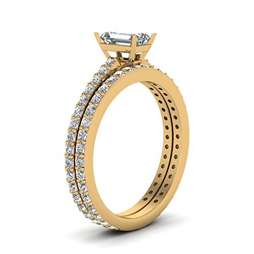 Image of 55Carat Choose Your Gemstone Emerald Shape 14k Yellow Gold Plated Wedding Ring Classic Delicate Diamond CZ Everyday Wedding Jewelry Handmade Ring Minimal Surprise Gifts for Ladies : US 4 to 12
