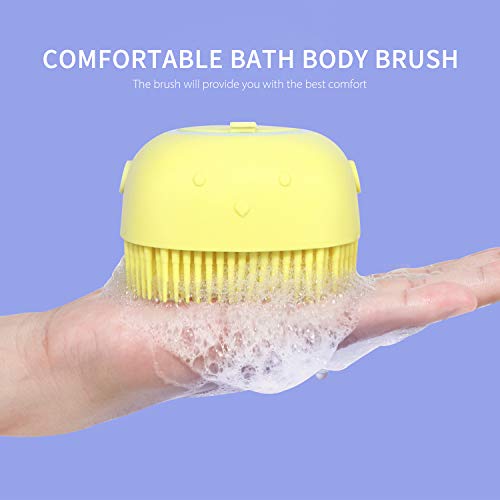 mewmewcat Escova de banho corporal com dispensador de xampu para mulheres. Cerdas de silicone macio,