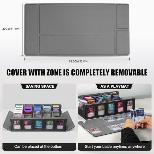 Image of Kabinka Trading Card Storage Box with Commander Display, 5-Row Deck Case with Removable Lid; 3900+ Card Organizer for MTG TCG PTCG Sports Card, Top Loaders Storage Box (Black)