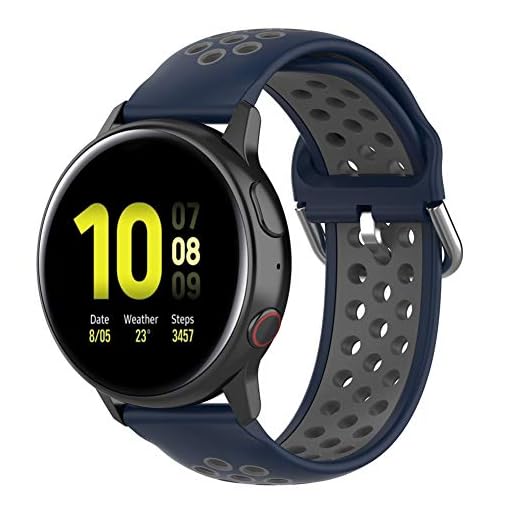 Tosenpo Armband för Galaxy Watch Active/Galaxy Watch Active 2 40 mm/44 mm, ersättningsrem rostfritt stålband för Samsung Galaxy Watch 3 41 mm (blå och grå)