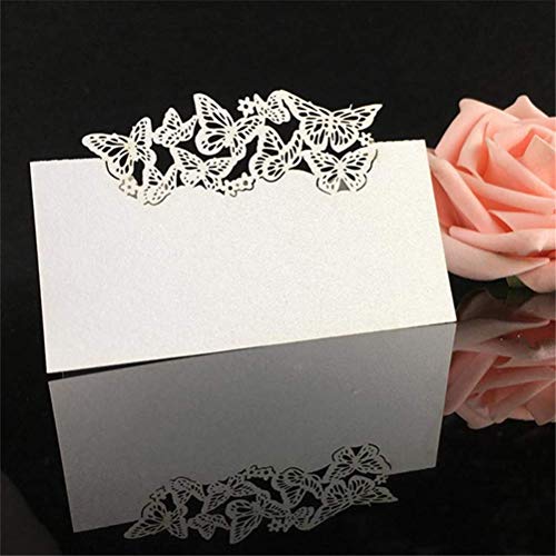 Tischkarten 100 stück Perlweiss Schmetterling Platzkarten für Hochzeiten Trauerfeiern Meetings Präsentationen 12 * 9cm