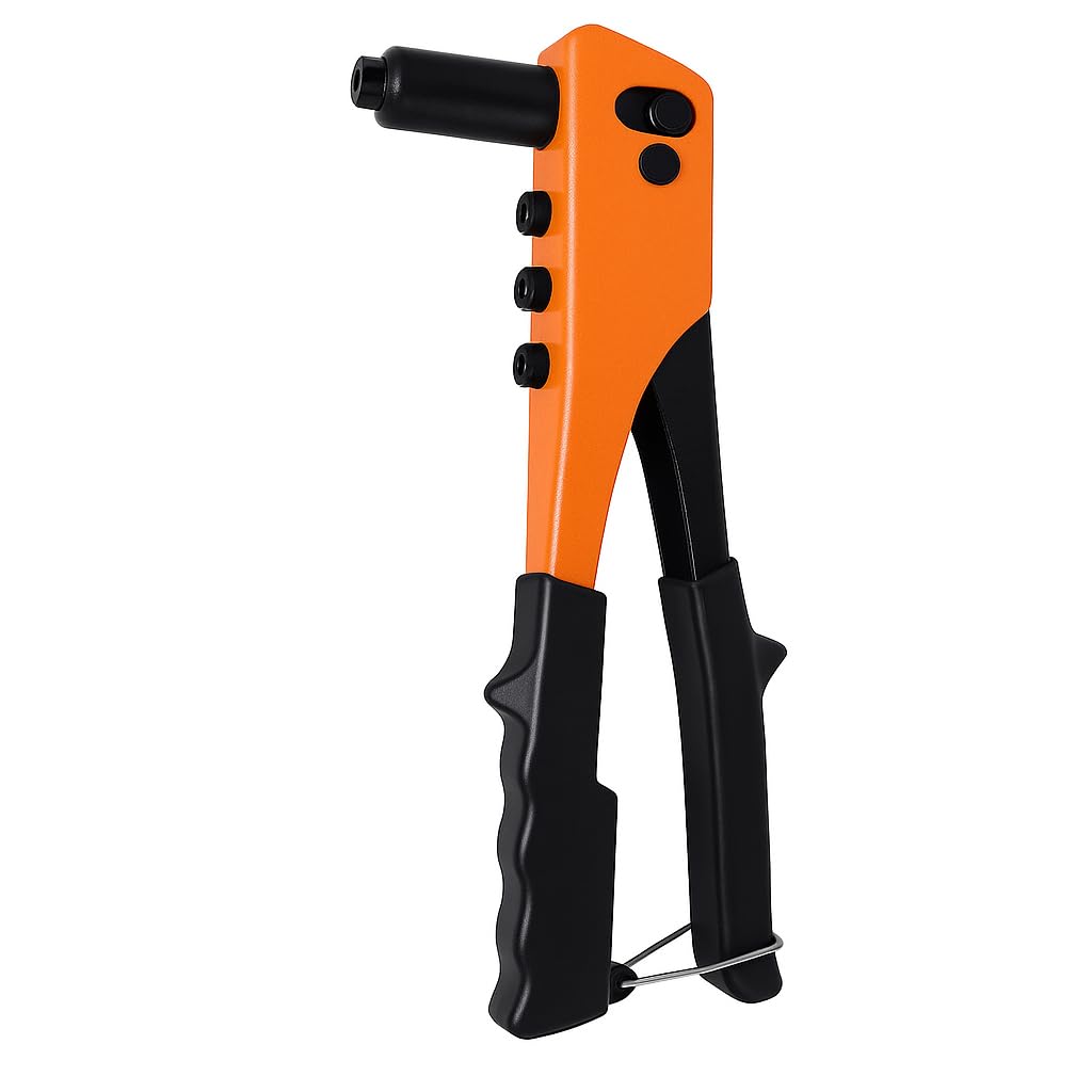 Rivettatrice Manuale Professionale in Acciaio | Impugnatura Ergonomica Antiscivolo con 4 Adattatori (2.4, 3.2, 4.0, 4.8 mm)
