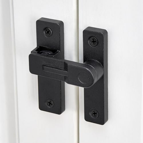 Image of 3 Packs Black Flip Barn Door Lock - 180 Degree Barn Door Lock Privacy Security Latch - Elegant Gate Latch Hardware for Barn Doors, Gardens, Windows, Cabinets, Bathrooms, and Sliding Doors