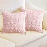 🎀 Estetica Deco: decorato con un delicato motivo a fiocco jacquard, questo federe cuscini divano 45x45, aggiungendo un tocco di raffinatezza ed eleganza alla vostra stanza. I colori possono apparire diversi a seconda della luce o dello schermo