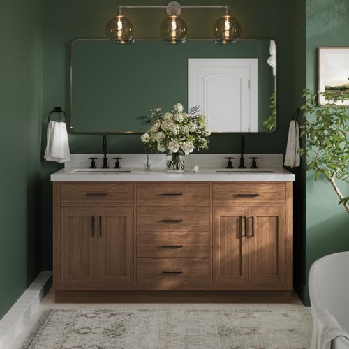 DKB Isabella 66-Inch Brown Oak Double Vanity
