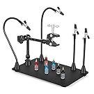 Magnetic Helping Hands Third Hand Soldering Work Station | Larger Sturdy Base Heat Gun Holder | | Flexible Arms with 360 Hot Air Gun Holder (Helping Hands with Circuit Board Holder)