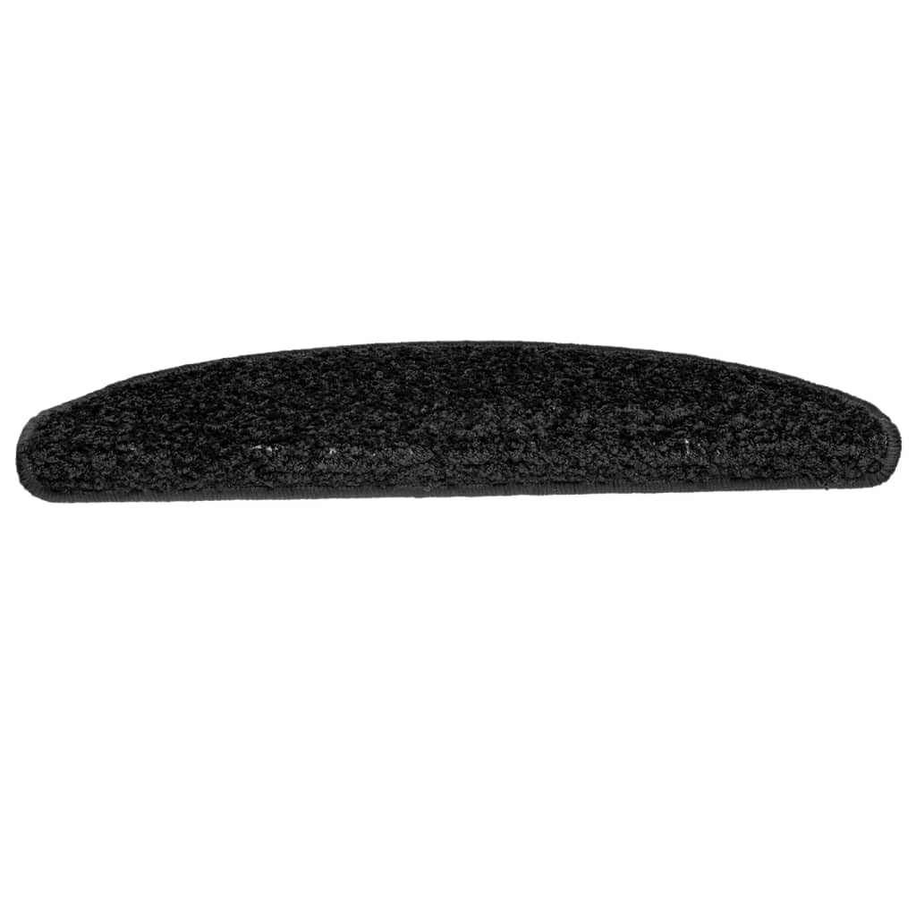Lot de 15 tapis d'escalier - 65 x 21 x 4 cm - Noir - Semi-circulaires - Antidérapants et lavables - Protection contre les marches et le bruit - Pour escaliers en bois, pierre, escaliers