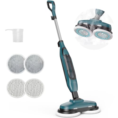 Image of OLIXIS Steam Mop, All-in-One Scrubbing Steam Mops for Floor Cleaning with Rotating Pads, Floor Steamer with 2 LED Lights, 4 Cleaning Modes, Swivel Steering, 16.4 FT Cord, Safe for Hardwood and Tile