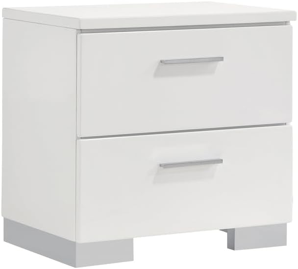 HomeStock Twin Bedroom Set with LED Headboard - 5 Piece White Finish Set