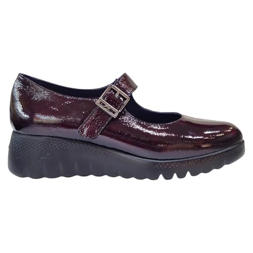 Fluchos F2247 Naplack Mary Jane en cuir bordeaux à plateforme élégante pour femme