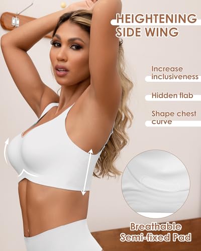 Image of HORISUN Seamless Bras Full Coverage Wireless Push Up Bra for Women No Underwire Comfort V Neck Bralettes with Support