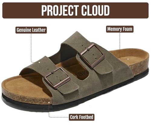 Image of Project Cloud Mens Sandals, 100% Genuine Leather Mens Slides (Heritage)