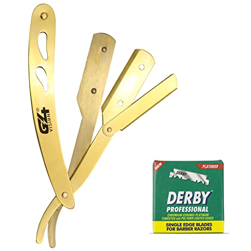 G4 Professional Straight Edge Razor For Men With 100-Pack Replaceable Derby Blades Barber Single Blade Shaving Razor -Navajas Para Barbero #TOP6