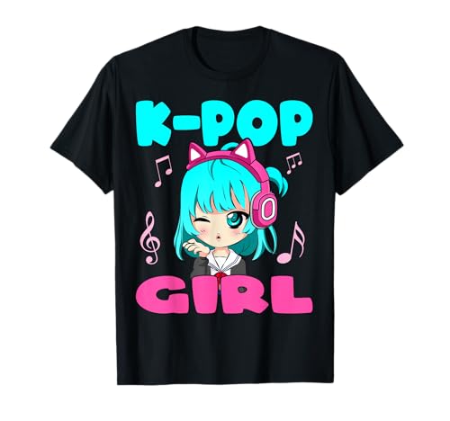 Anime y K-Pop K-POP GIRL Music Chibi Kawaii Manga Camiseta