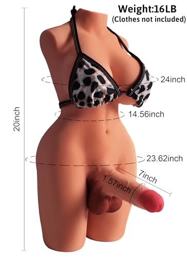 Image of Shemale Sex Doll Life Size Realistic Torso Dildo Breasts Anal for Ass Gay Male Female Couples Penis masturbator Adult Stuff Men Women TPE Silicone Full Body Lifelike Dolls Trans Sex Toys