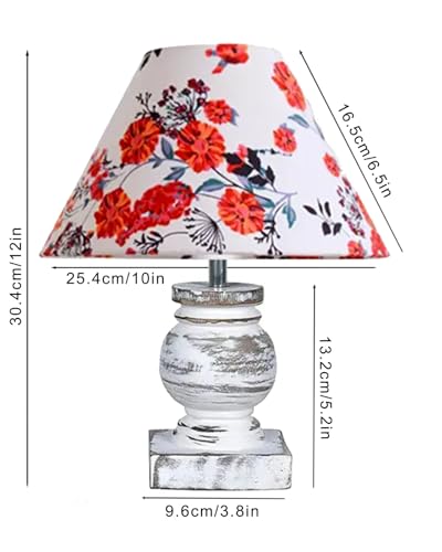 Image of Homesake Small Table Lamp with White Wooden Base, E27 Holder Bedside Night Lamp for Bedroom Living Room, Decorative Study Desk Lamp Office, Warm Ambient Lighting for Home Decor, Gift (Marigold)