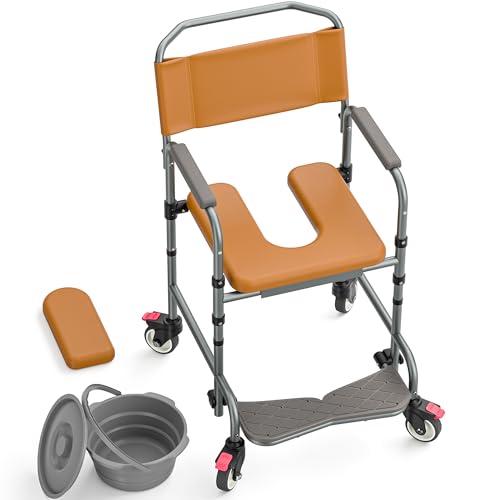 Shower Chair with Wheels and Footrest