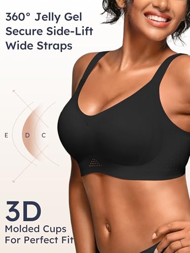 Image of Seamless Supportive Bras for Women No Underwire - M-4XL Jelly Bra | Wireless Full Coverage Bralette, Plus Size, Comfortable T-Shirt Bra for Older, Lightly Padded, Buttery Soft
