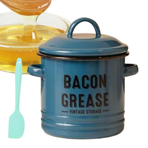 de grasa de tocino con colador, recipiente de grasa de tocino con filtro | Filador de aceite de grasa de contenedor de doble manija con espátula,Gran capacidad de ahorro de cocina reutilizable para pr