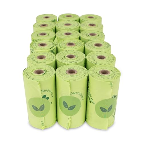 Image of Dog Waste Bags - 100% real compostable dog poop bags, biodegradable poop bags, bolsas para perros popo - Odorless, easy to tear apart, leak proof and unscented, 270 count