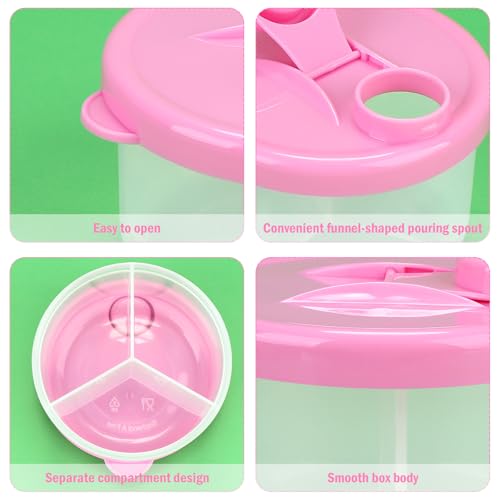 Image of Accmor Baby Formula Dispenser On The Go, Non-Spill Rotating Three-Compartment Formula Container to Go, Milk Powder Kids Snack Container for Infant Toddler Travel, Pink, 2 Pack