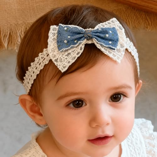 ICKEYOU Blue Denim Bow Headband Image