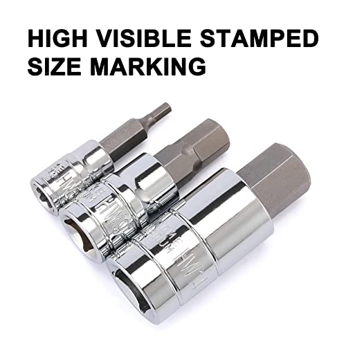 Image of 13PCS Metric Hex Bit Socket Set, CR-V Allen Bit Socket Kit, S2 Steel, 2mm - 14mm, 1 /4 inch, 3 /8 inch & 1 /2 inch Drive