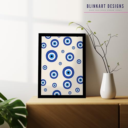 Image of BLINKART Evil Eye Abstract Wall Art Painting Print Design | Aesthetic Wall Decor Photo Artwork Frame Decoration Hanging For Home Bedroom Living Room Office Wall Decor | T0023 | 13x10 Inches