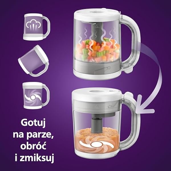 Пароварка-блендер Philips Avent, приготовление, смешивание, подогрев и размораживание 4-в-1, модель SCF883/01