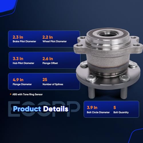 Image of ECCPP 2-Piece 512293 Wheel Hub Bearing for Subaru Outback 2005-2009 | for Subaru Legacy 2005-2009 5 lugs w /ABS Sensor Pre-Greased Sealed