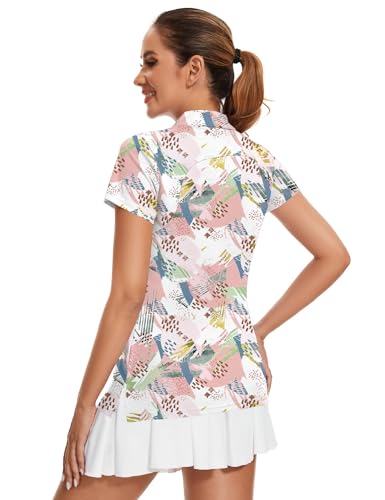 Ivicoer Golf Shirts Women Collared Polo V-Neck Tops Printed Short Sleeve Apparel Sports Casual Tennis T-Shirts Ladies Athletic Clothing Summer thumb #2