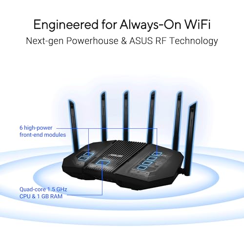 Image of ASUS RT-BE90U WiFi 7 Router - Tri-Band (6GHz), 9.4 Gbps, 2.5G WAN, Mesh