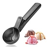 Ice Cream Scoop,Portable Stainless Steel Ice Cream Scoop with Trigger and Comfortable Handle,Icecream Scoop Spoon Perfect for DIY Ice Cream,Fruit,Cookie (1P-black)