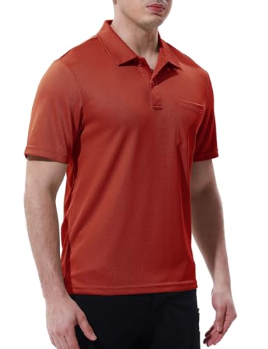 Image of Rdruko Men's Polo Shirts Short Sleeve Quick Dry Outdoor Golf Sports Shirts with Pocket